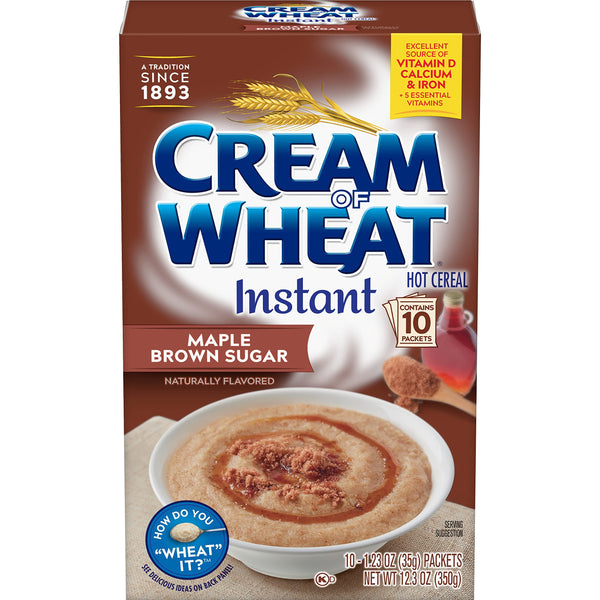 Cream of Wheat Instant Hot Cereal, Maple Brown Sugar, 1.23 Ounce, 10 Packets Maple Brown Sugar 12.3 Ounce (Pack of 1)