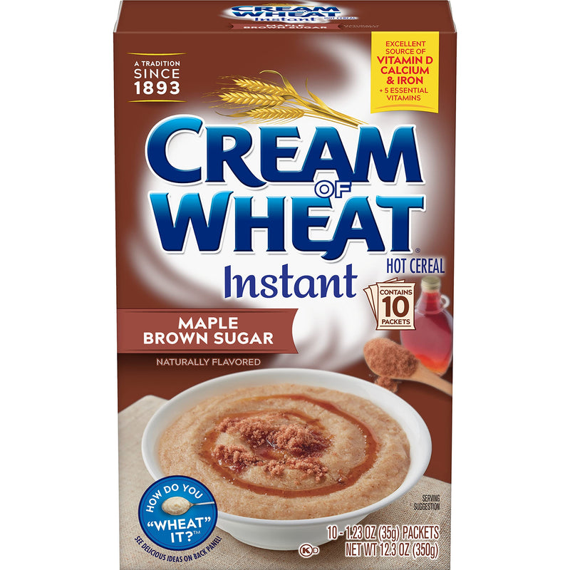 Cream of Wheat Instant Hot Cereal, Maple Brown Sugar, 1.23 Ounce, 10 Packets Maple Brown Sugar 12.3 Ounce (Pack of 1)