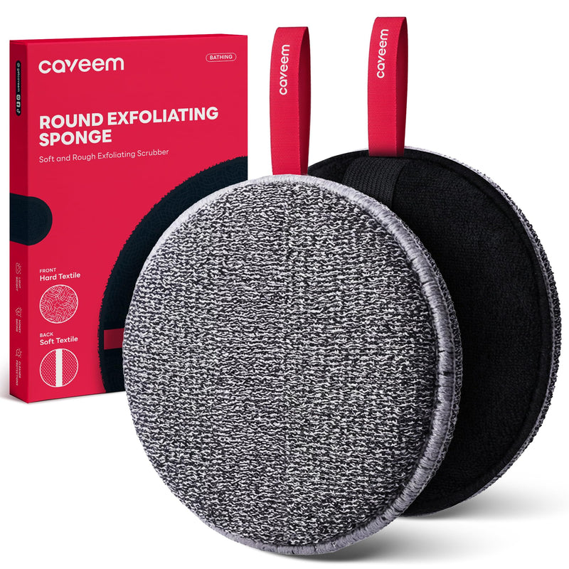 Caveem Exfoliating Body Scrubber, Bath and Body Scrub Buffer, Body Exfoliator for Remove Dead Skin, Gentle and Rough Lightweight Sponge for Shower