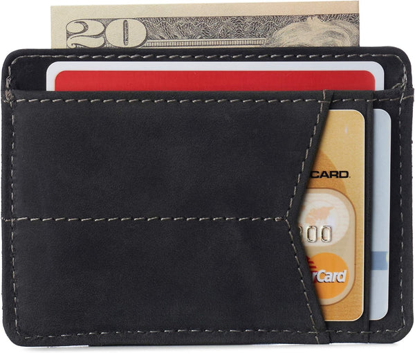Alpine Swiss RFID Minimalist Oliver Front Pocket Wallet For Men Leather Hampton Collection Nubuck Black One Size Nubuck Black