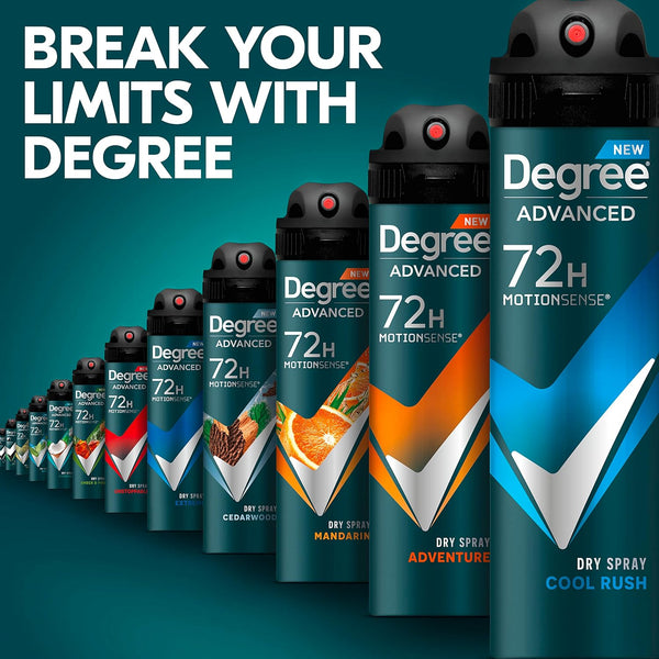 Degree Men Antiperspirant Deodorant Dry Spray Cool Rush 3 count Deodorant for Men With MotionSense Technology 3.8 oz Fresh 3.8 Ounce (Pack of 3)