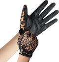 Full Finger Workout Gloves Women Men - Weight Lifting Gloves Full Palm Grip 0Leopard Large