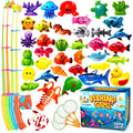 Goody King Magnetic Fishing Game Pool Party Pole Rod Net - Bathtub Outdoor Indoor Carnival Party Water Table Fish Toys Age 3-5 6 4-8 (Large)