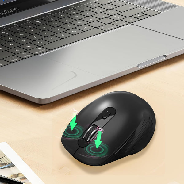 Wireless Mouse,2.4G USB Computer Mouse with 3-Level, Silent Quiet Click, Ergonomic, 6 Buttons Portable for Pc,Laptop,Chromebook,Mac - Black