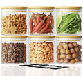 6Pcs 20oz Glass Storage Jars, Airtight Bamboo Lid Containers With Labels | Moisture Resistant Seal, Transparent Visible Tank, Large Capacity,