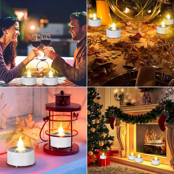 Battery Operated LED Tea Lights: 24PACK Flameless Votive Candles Lamp Realistic and Bright Flickering Holiday Gift Long Lasting 200Hours for