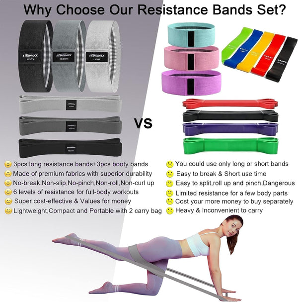 Fabric Resistance Bands for Working Out, 3 and 4 Levels Booty Bands Long Resistance Bands for Women and Men | Elastic Bands for Exercise Bands