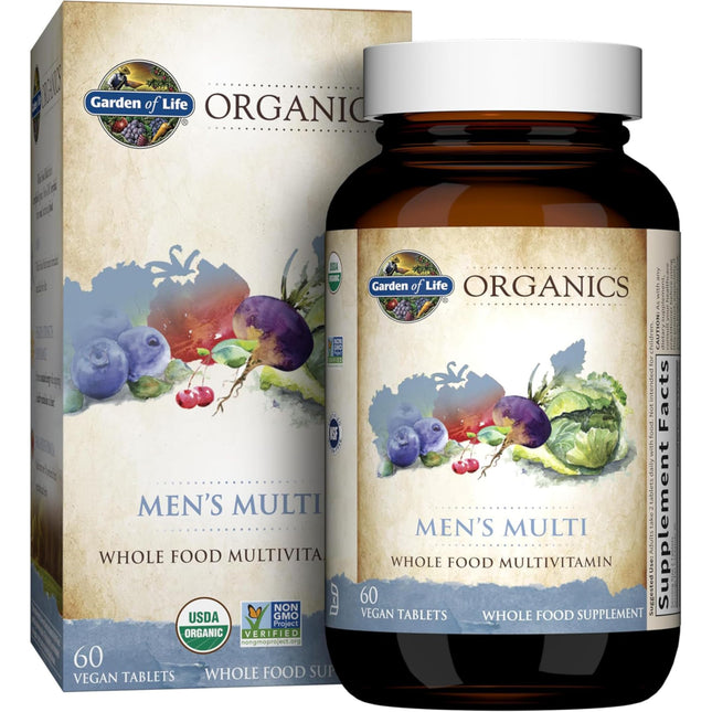 Garden of Life Organics Whole Food Multivitamin for Men, 60 Tablets, Vegan Mens 