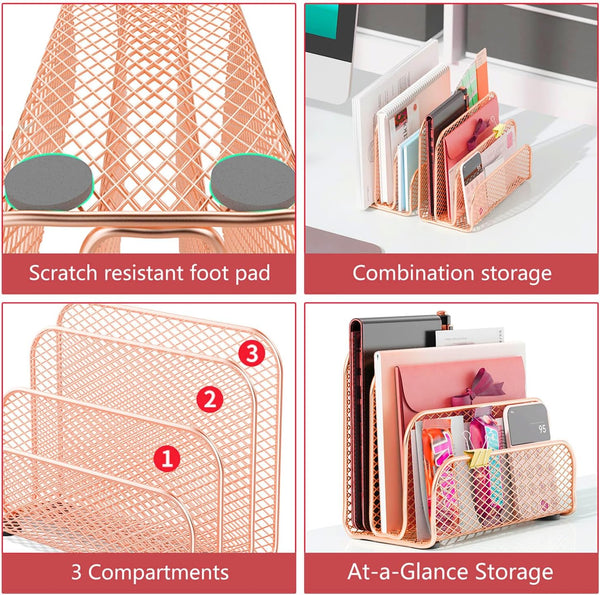 gianotter Mail Organizer Countertop, Mail Sorter with 3-Slot | Mail Holder Letter Holder for Desk Bill Organizer for Office Receipts and Letter