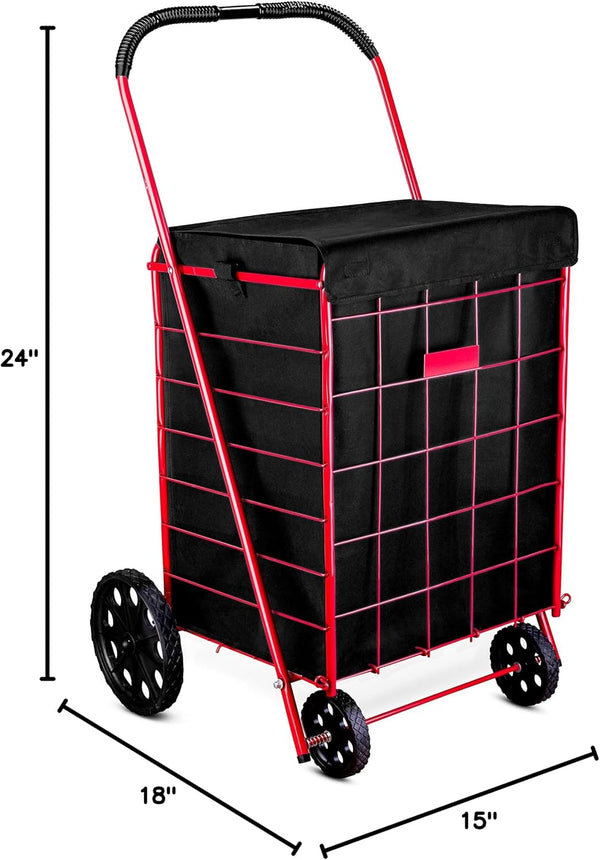 Handy Laundry Shopping Cart Liner, 18" X 15" X 24", Square Bottom, Fits Standard Shopping Cart, Cover and Adjustable Straps for Easy Secure