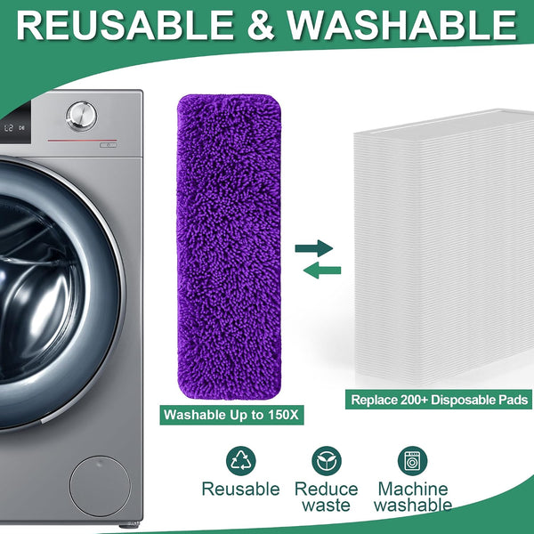 Reusable Mop Pads Compatible with Swiffer Power Mop,Power Mop Pads Refill Pads Washable 15.3 * 5.1 Inch, Microfiber Replacement Pad for