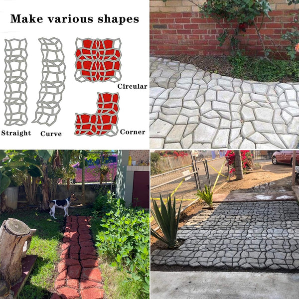Walk Maker, Pathmate Stone Moldings Paving Pavement Concrete Molds Stepping Stone Paver Walk Way Mold for Patio, Lawn & Garden(Big Size:16.9 x