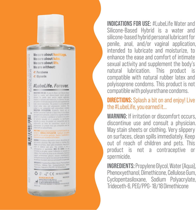 Lube Life Silicone and Water-Based Hybrid Lubricant, Long Lasting Lube for Men, 