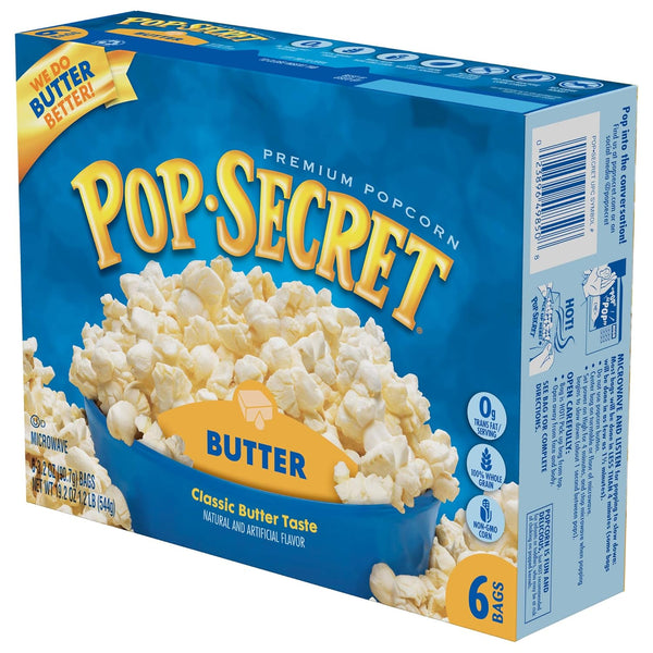Pop Secret Microwave Popcorn, Butter Flavor, 3.2 Oz Sharing Bags, 6 Count