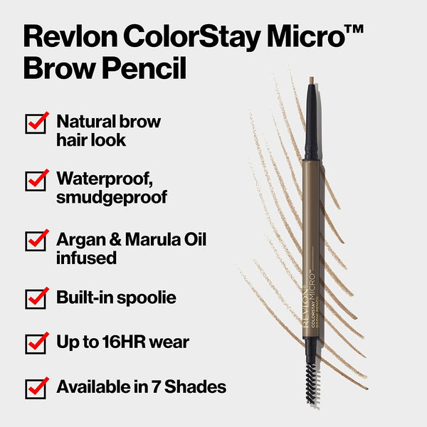 Revlon ColorStay Micro Brow Pencil, 454 Medium Brown, 0.003 oz Medium Brown 0 Ounce (Pack of 1)