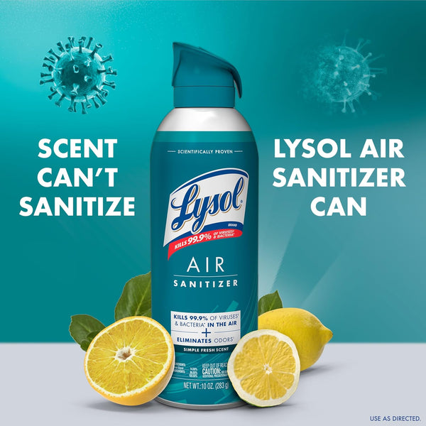Lysol Air Sanitizer Spray, Air Freshener Alternative, Simple Fresh 3-Pk Simple Fresh 10 Ounce (Pack of 3)