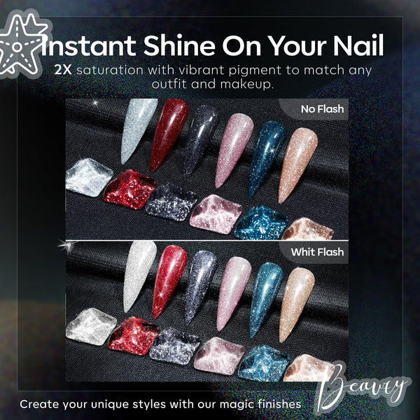 modelones Glitter Gel Nail Polish Set, 6 Colors Fall Winter Shimmer Sparkle B 4-Glitter Gala