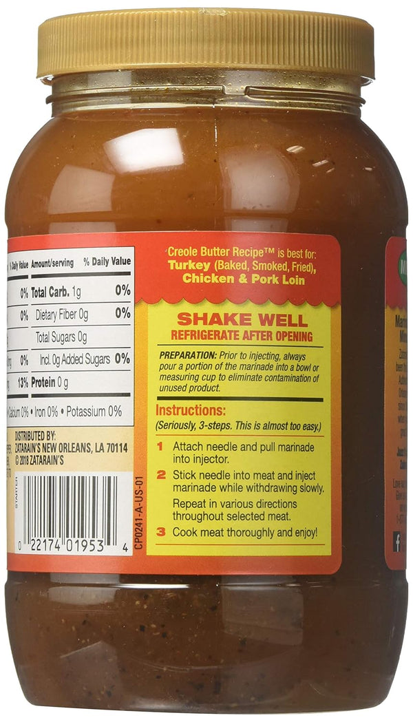 Zatarain's Cajun Injector Fat Free Creole Butter Recipe Injectable Marinade with Injector, 16 fl oz 16 Fl Oz (Pack of 1)