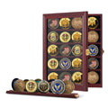 Jinchuan Military Challenge Coin Display Case Lockable Cabinet Rack Holder Shadow Box with Removable 2 Grooves Shelves and Anti Dust Door for