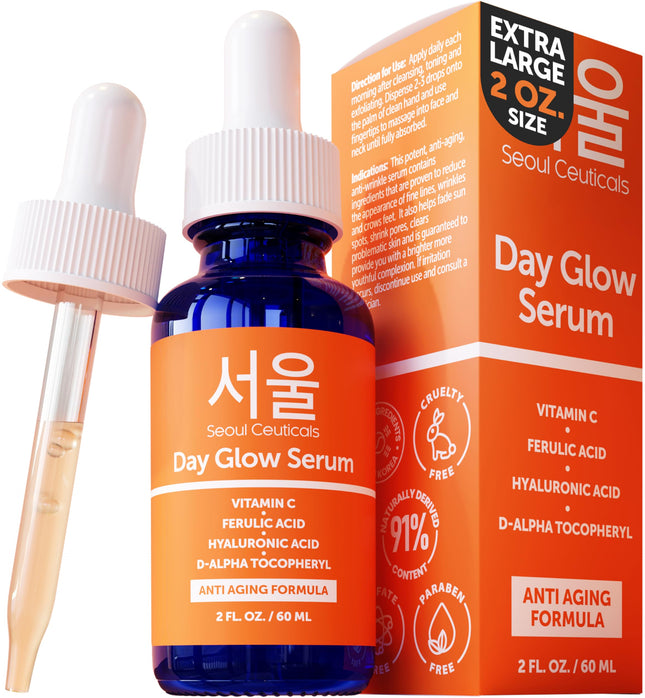 Seoulceuticals Large 2Oz Korean 20% Vitamin C Hyaluronic Acid Serum + CE Ferulic