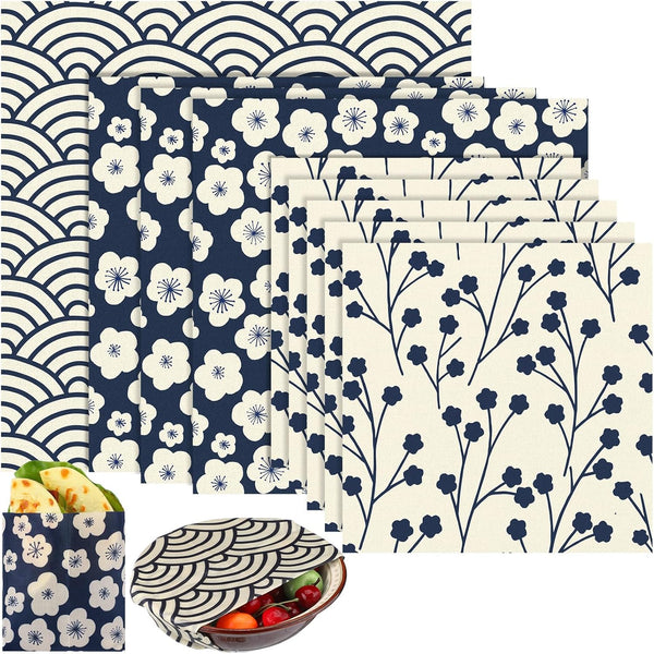 9 Pack Japanese Reusable Beeswax Wraps for Food Eco-Friendly Beeswax Wraps Bread Sandwich Wrapper Organic Sustainable Zero Waste Reusable