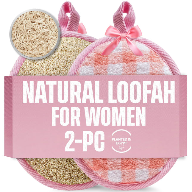 Natural Loofah Exfoliating Body Scrubber for Women Made with Natural Egyptian Lo