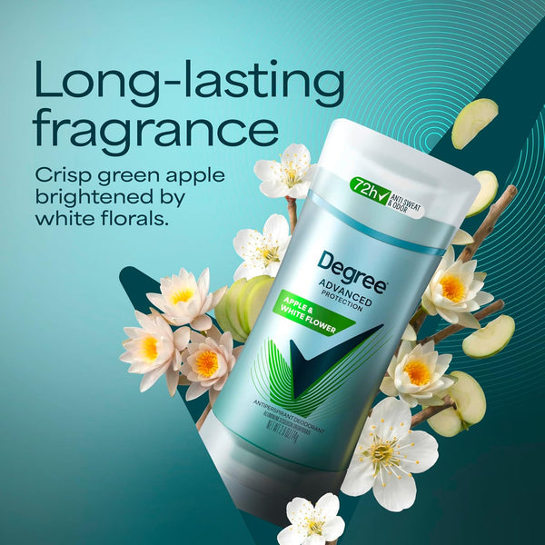 Degree Advanced Protection Antiperspirant Deodorant White Flowers & Lychee for 72-Hour Sweat & Odor Control for Women, with Body Heat Activated