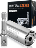 RAK Super Universal Socket Tool, 7-19mm Universal Socket Wrench Set, Gator Grip with Power Drill Adapter Set, Valentine's Day Gift, Ideal Cool