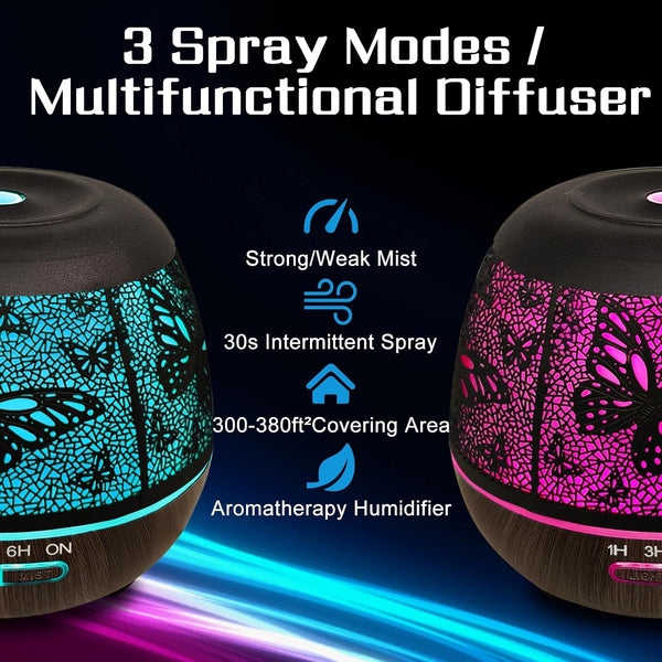 Essential Oil Diffuser for Bedroom 400ml,Diffusers for Home with R/C,Cool Mist Humidifier Large Room,Ultrasonic Scent Diffuser Waterless Auto
