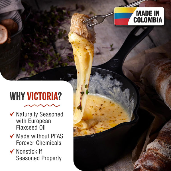 Victoria Cast Iron Saucepan, Cast Iron Melting Pot, Made in Colombia, 2QT 2 Quarts