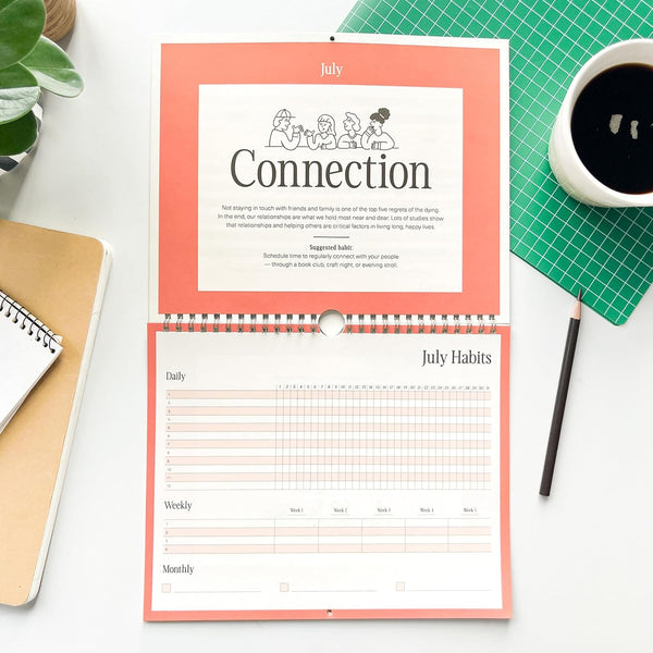 Habit Tracker Calendar & to Do List Planner, Spiral Bound Habit Tracker with Writable Goals, 12 Months Undated, 8"X10â
