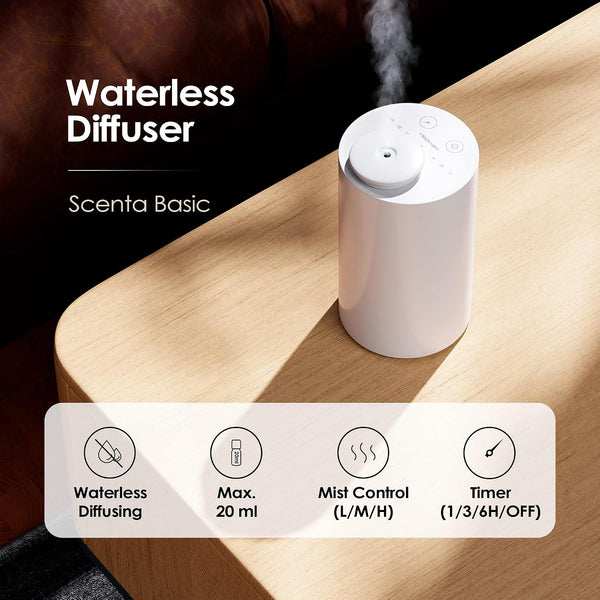 Waterless Diffuser for Essential Oil, Battery Operated Nebulizer, 0.7 Fl.Oz./ 20Ml Capacity, Mini Scent Air Machine, 3 Countdown Timers & 3 Mist