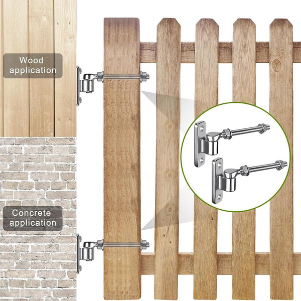 6'' J Bolt Gate Hinge and Wall Mount Hinge 2Pack, Heavy Duty 304 Stainless Steel Gate Hinges, One Piece with No Welding for Farm, Fence, Garden,