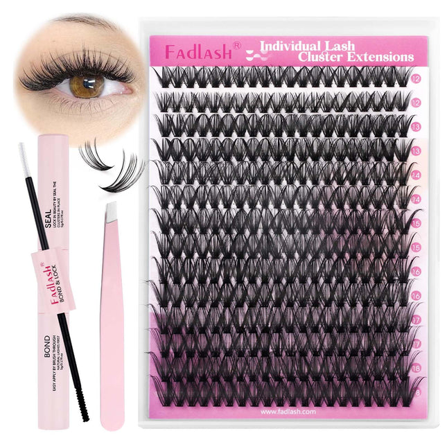 FADLASH DIY Lash Extension Kit Individual Lashes Cluster D Curl Eyelash Extensio
