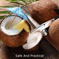 2 PCS Coconut Opener Tool Set Coconut Meat Remover Stainless Steel Coconut Opener Scraper Knife Coconut Punch Tool with Durable Non-Slip Wooden