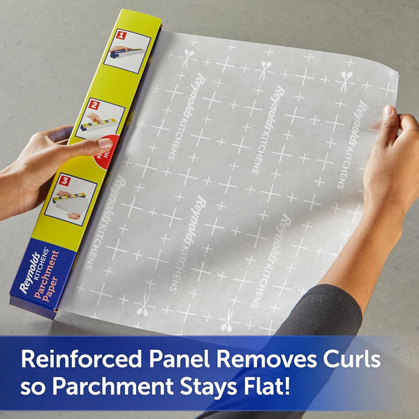 Reynolds Kitchens Stay Flat Parchment Paper Roll with SmartGrid, 45sq ft Standard 45 Sq Ft (Pack of 1)