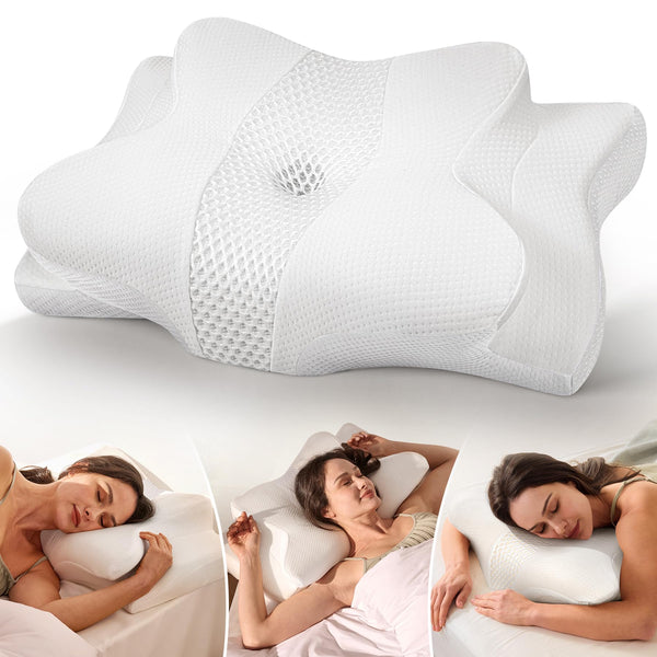 Cozyplayer True Cooling Cervical Neck Pillow for Pain Relief, Ergonomic Side Sleeper Pillow for Neck Support, Odorless Orthopedic Contour Memory