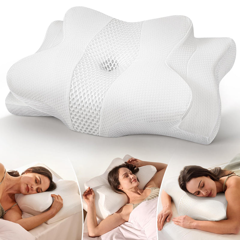 Cozyplayer True Cooling Cervical Neck Pillow for Pain Relief, Ergonomic Side Sleeper Pillow for Neck Support, Odorless Orthopedic Contour Memory