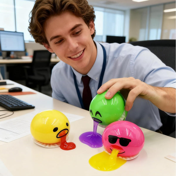 Vomiting Egg Slime Toy - Funny Prank Squeeze Stress Ball Puking Yolk, Novelty Fidget Relief Toy Gag Gift for Kids Adults, Christmas Stocking