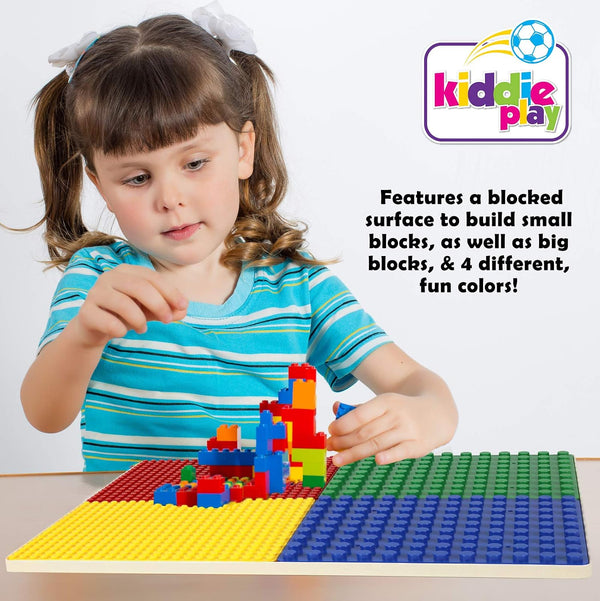 Kiddie Play Building Blocks Table for Kids 7 in 1 Activity Table Set for Toddler, with Chair & 2 Hanging Storage Boxes, Compatible with Building