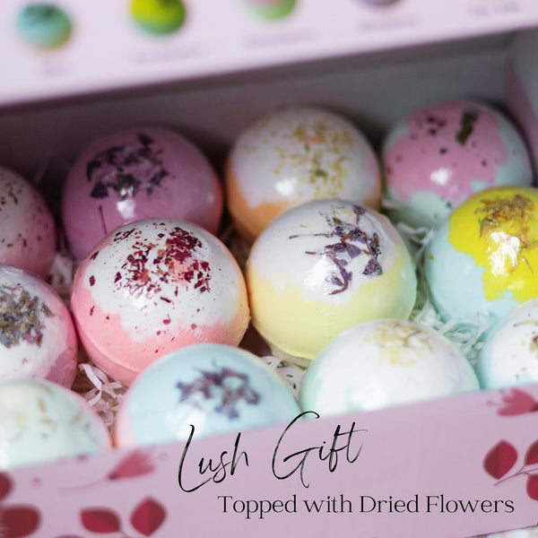 Evolutionusa Inspire Bath Bombs for Women, 12 Gorgerous Flower Bath Bombs Topped with Dried Flowers, Luxurious Mother'S Day Gift Set, Brithday