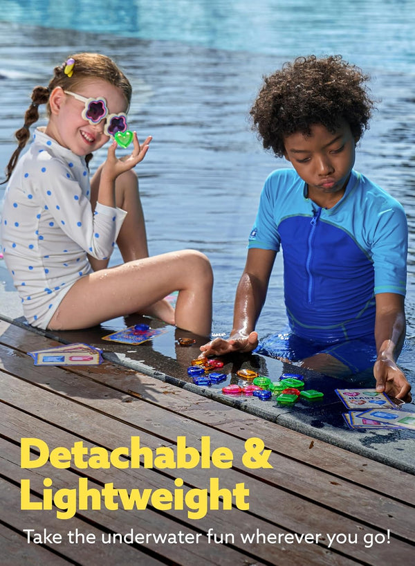 JOYIN 4-In-1 Diving Pool Toys,Underwater Seek and Find Gems Game Set Waterproof,Swiming Pool Toys for Kids with Mesh Bag, Water Gifts for Summer