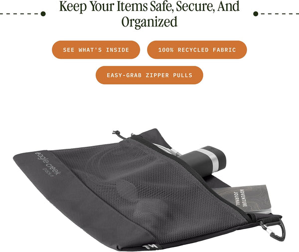 Eagle Creek Pack It Reveal Sack - Compact Storage Sack for Electronics & Small Accessories - Quick-Attachment Hook - Mesh Fabric Build - Zippered