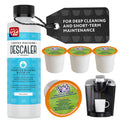 IMPRESA Coffee Machine Descaler & Cleaning Bundle - Compatible with Keurig K-Duo & K-Cup Brewers - 8 Oz Descaling Solution & 4 Maintenance Pods -