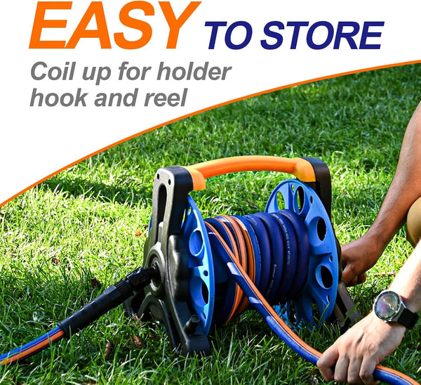 garden hose 25 ft x 5/8", Hybrid Rubber 25ft water hose, Durable, Anti-UV, Sturdy, No-Leakage, Lightweight, Flexible, Heavy Duty garden hoses with