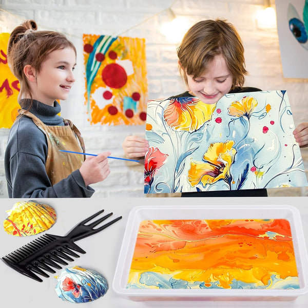 Water Marbling Paint for Kids, Arts and Crafts for Girls Boys, Marbling Paint Art Kit Art Supplies for Kids, Non-Toxic Creative Arts Crafts Kits