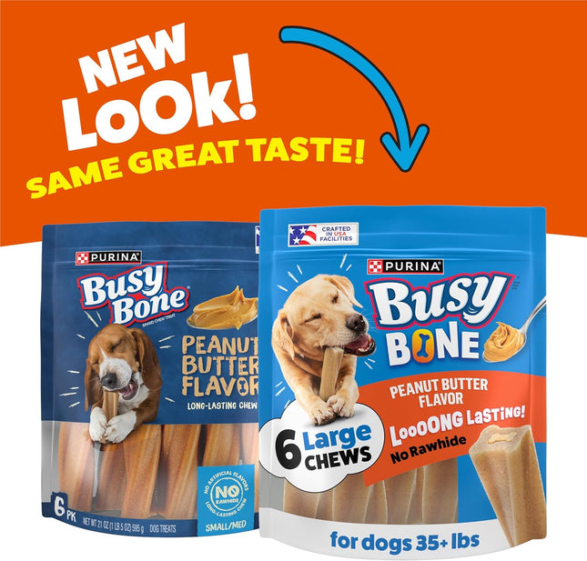 Purina Busy Bone Made in USA Facilities, Long Lasting Small/Medium Breed Adult Dog Chews, Peanut Butter Flavor - (Pack o