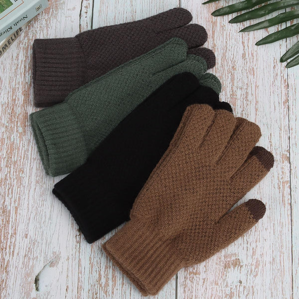 Bad Piggies Winter Gloves for Men, Touch Screen Warm Gloves with Thermal Soft Knit Fleece Lining for Running Driving Hiking Black 2 Pairs