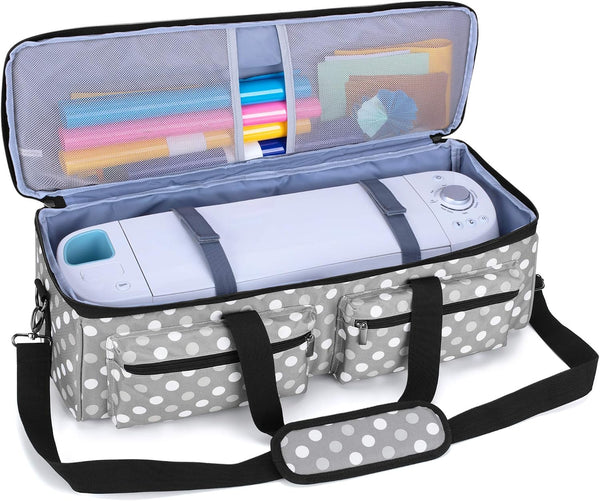 LUXJA Carrying Bag Compatible with Cricut Explore Air and Maker, Gray Dots | Tote Bag Compatible with Cricut Explore Air, Silhouette Cameo 4 and