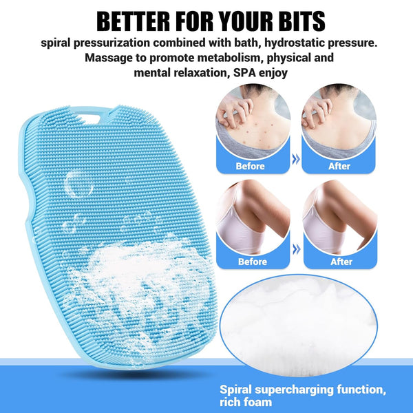Canroom Zinc Infused Silicone Body Scrubber, Quick-Dry Bath Brush Azure